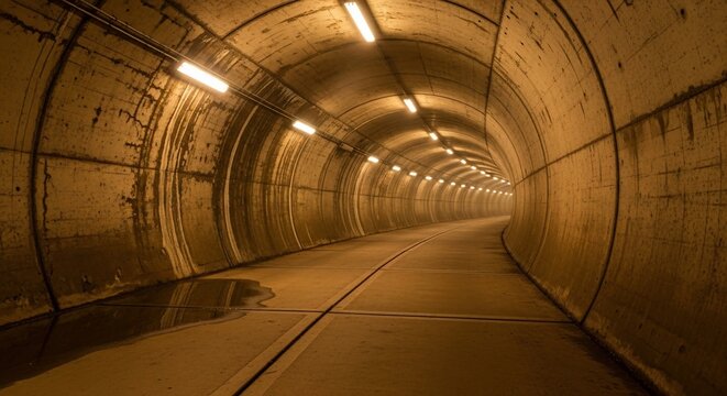 Tunnel interior with lighting