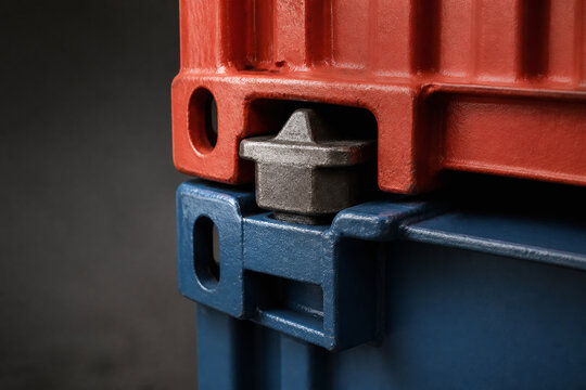 Twist lock securing shipping container corner casting