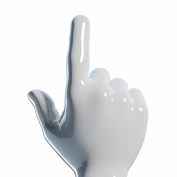 White 3D Hand Shaped Mouse Cursor Isolated for Technology Concepts