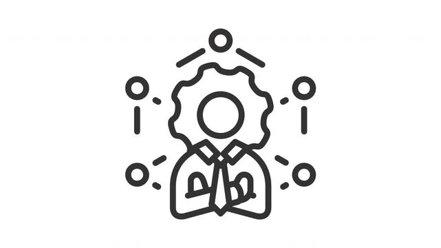 Business management icon representing professional automation and networking