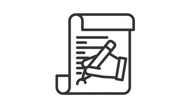 Hand writing on scroll icons set