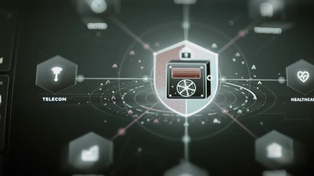 Protected server links to essential service sectors