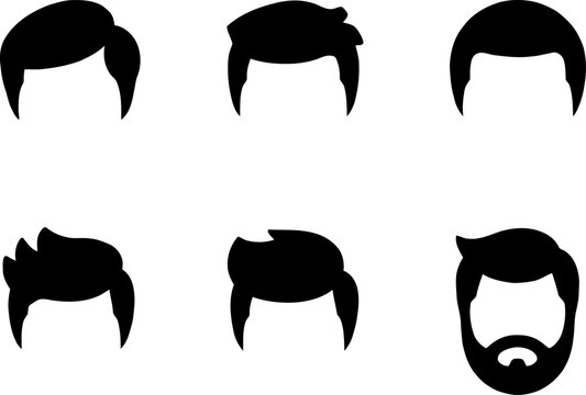 Men hairstyles silhouettes set icon collection for barber shop app and grooming services lifestyle design