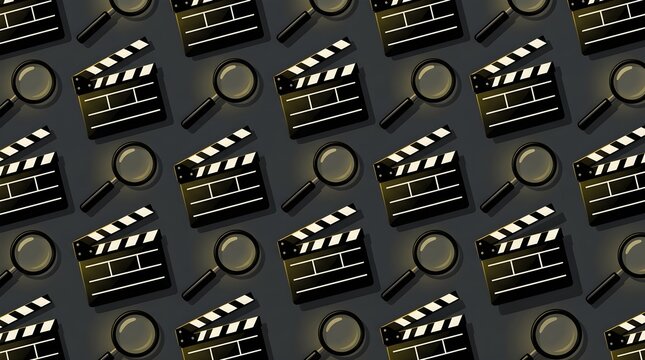 Clapperboard Film Reel Movie Production Set Elements.