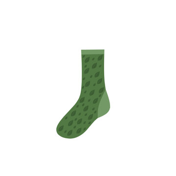 Patterned sock illustration. Winter sock vector. Patterned sock design. Vector Illustration of warm sock