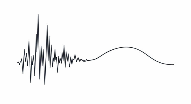 Abstract line art showing transition from turbulent zigzag wave to smooth calm sine wave representing recovery, peace, and balance