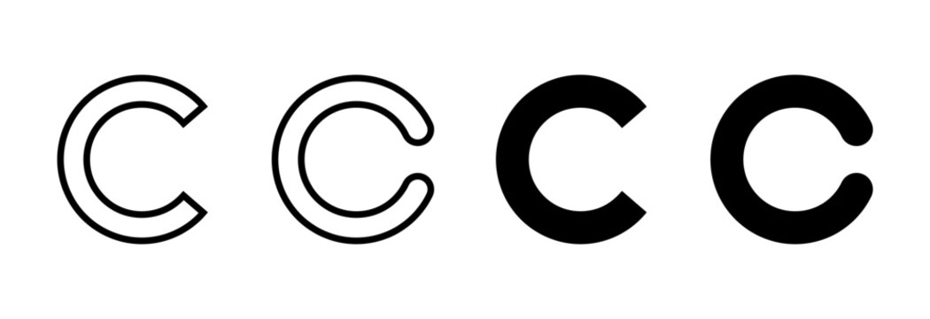 Copyright icon set vector. copyright sign and symbol