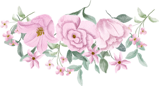 soft pink floral watercolor border decoration