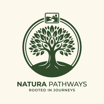 Green tree logo for environmental nature branding.