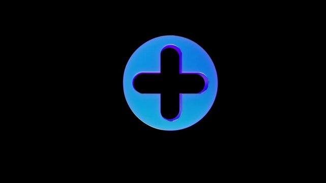 3D Glass Medical Plus Hospital Icon Animation Transparent Crystal App Symbols, Modern UI Interface Elements, Glossy Digital Buttons, Futuristic User Experience Design, Motion Graphics Asset