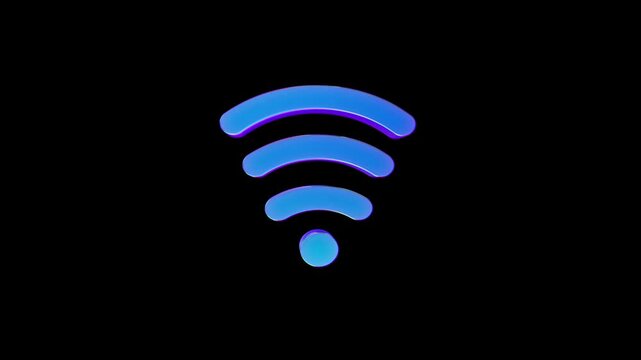 3D Glass wifi network Icon Animation Transparent Crystal App Symbols, Modern UI Interface Elements, Glossy Digital Buttons, Futuristic User Experience Design, Motion Graphics Asset