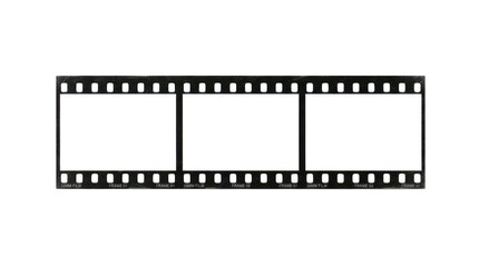Fototapeta premium Vintage 35mm film strip with three empty frames isolated on transparent background