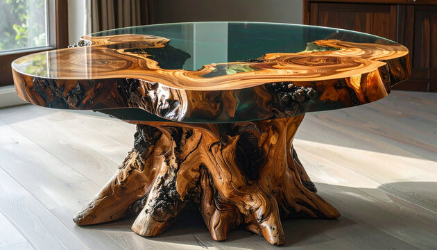 Unique wooden epoxy resin table