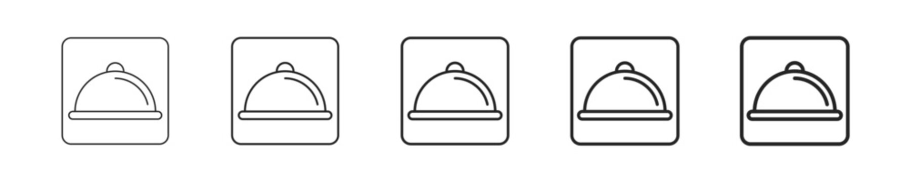 Food Service vector icon in minimalist line style. Clean editable stroke illustration with geometric design and monochrome appearance, isolated on white background