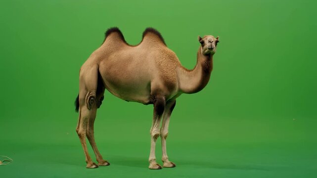 Camel standing calmly facing forward powerful desert animal resting proudly in natural savanna landscape showcasing wildlife beauty and strong presence