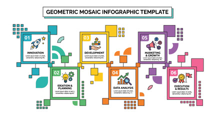 Fototapeta premium Multipurpose geometric mosaic infographic template composed of colorful squares