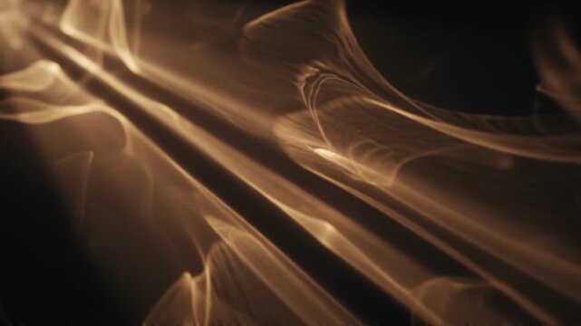 Cinematic chiaroscuro warm golden light casting shadows in dark void, ambient loop