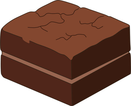 Chocolate Brownie Flat Vector Illustration