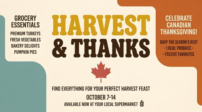 Harvest and thanks typography with maple leaf autumnal design