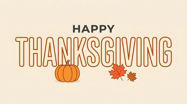 Happy thanksgiving greeting card design with pumpkin and autumn leaves illustration