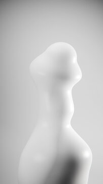 Minimal white abstract figure with soft contours and gentle shadow.
