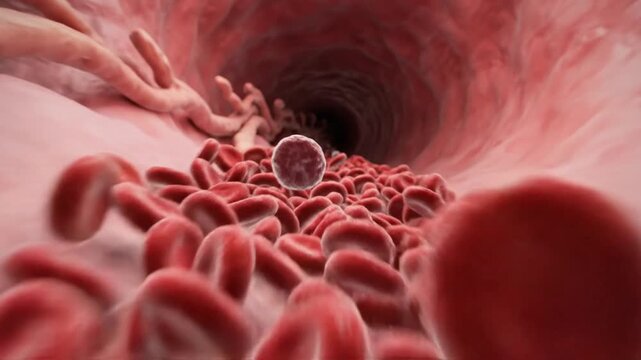 Blood Cell Journey Red Blood Cells Flowing Through Artery