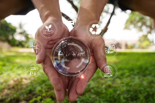 Eco-friendly technology in hands future of sustainability.
