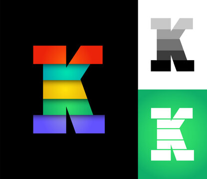 Letter K set, alphabet 3D font, perfect for logo brand design, vector illustration 10EPS