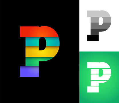 Letter P set, alphabet 3D font, perfect for logo brand design, vector illustration 10EPS