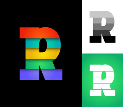 Letter R set, alphabet 3D font, perfect for logo brand design, vector illustration 10EPS