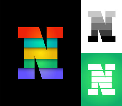 Letter N set, alphabet 3D font, perfect for logo brand design, vector illustration 10EPS