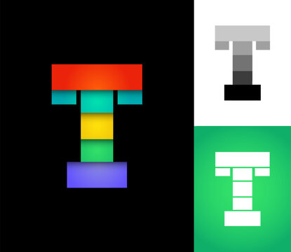 Letter T set, alphabet 3D font, perfect for logo brand design, vector illustration 10EPS