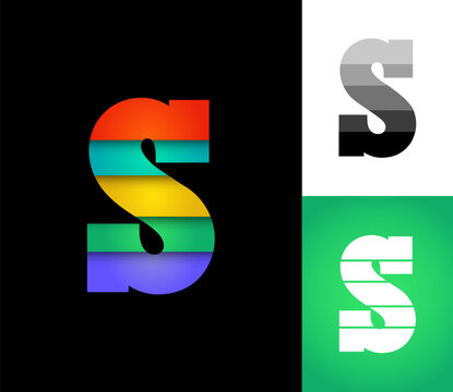 Letter S set, alphabet 3D font, perfect for logo brand design, vector illustration 10EPS