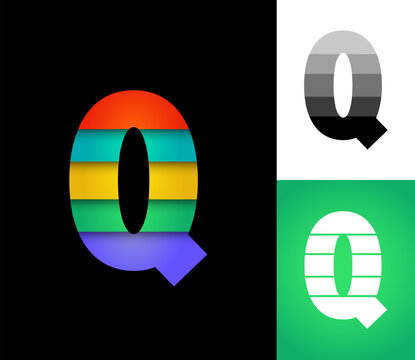 Letter Q set, alphabet 3D font, perfect for logo brand design, vector illustration 10EPS