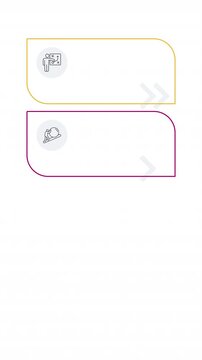 PDCA rectangle, rounded vertical animated infographic with line icons. Business management. Testing organization solutions. Clean flat motion graphic 5 step layout with outline elements animation