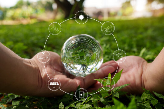 Eco-friendly technology in hands future of sustainability.