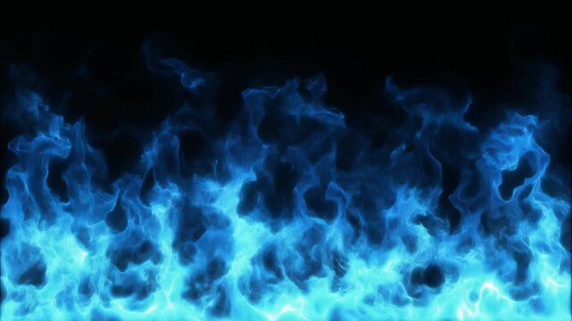 glowing blue fire flame black background, fantasy magic fire, energy concept