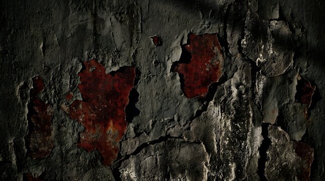 A dark and moody halloween background featuring a gritty textured wall with splatters of deep red blood perfect for creating a spooky and atmospheric design