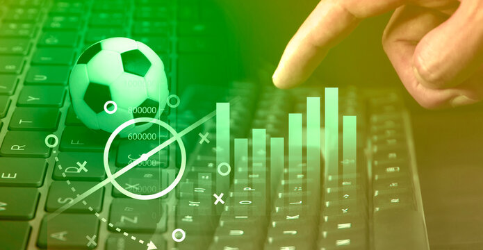 Digital technology in football and soccer team manager tactics analysis, online sport betting concept