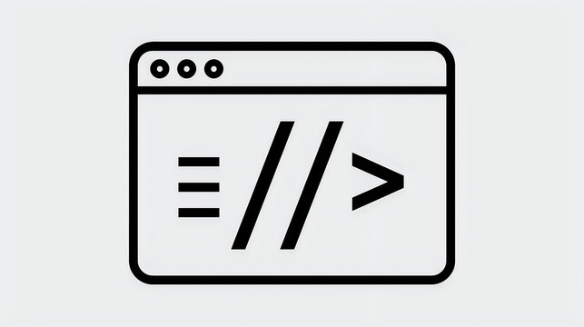 Minimalist web browser icon with coding symbols for software development and programming