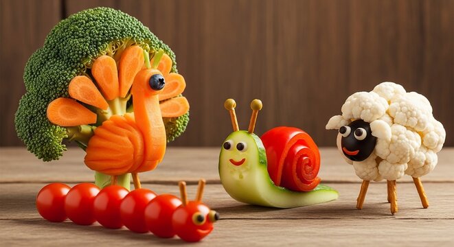 Vegetable animals creative food art