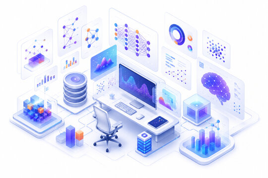 Futuristic Data Science Laboratory with AI and Machine Learning Analytics