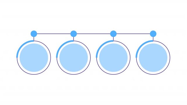 Financial management blue circle animated infographic template. Tips for budget planning 4 step process motion graphic. Empty placeholder animation. Blank diagram layout loop with options