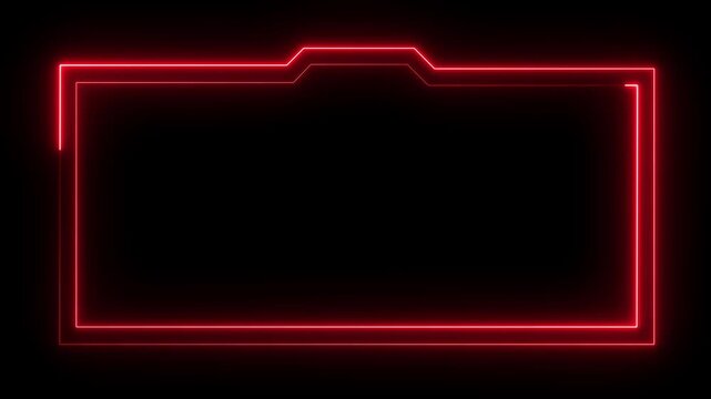 Futuristic rectangular border shapes frame text lines inside neon panels. Cyberpunk content streaming templates gain modern definition here. The rectangular border shines.