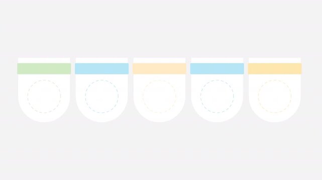 Baby store advertising multicolor arched animated infographic template. Children toys selling 5 step process motion graphic. Empty placeholder animation. Blank diagram layout loop with options