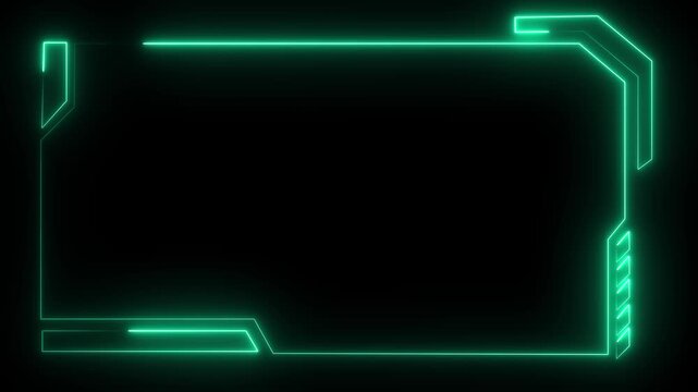 Abstract tech border grids frame text fields with glowing blue lines. Contemporary digital broadcast media layouts gain a highly polished style. Abstract tech border loops.