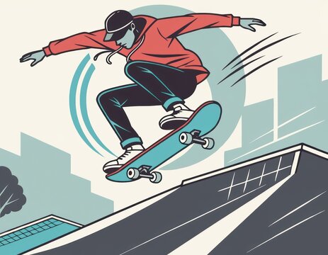 Skater jumping trick