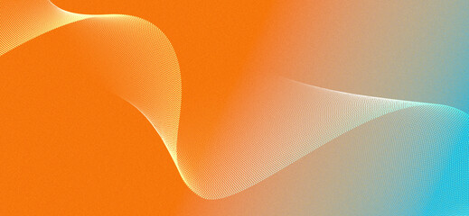 Abstract Background With Flowing Particle Wave Pattern On Vibrant Orange And Blue Gradient
