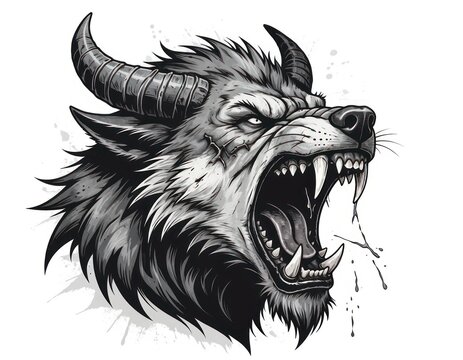 Roaring wolf creature