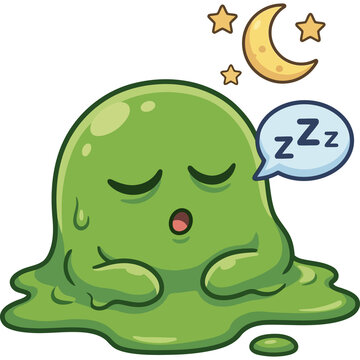 Green Slime Monster Character Collections Sleeping